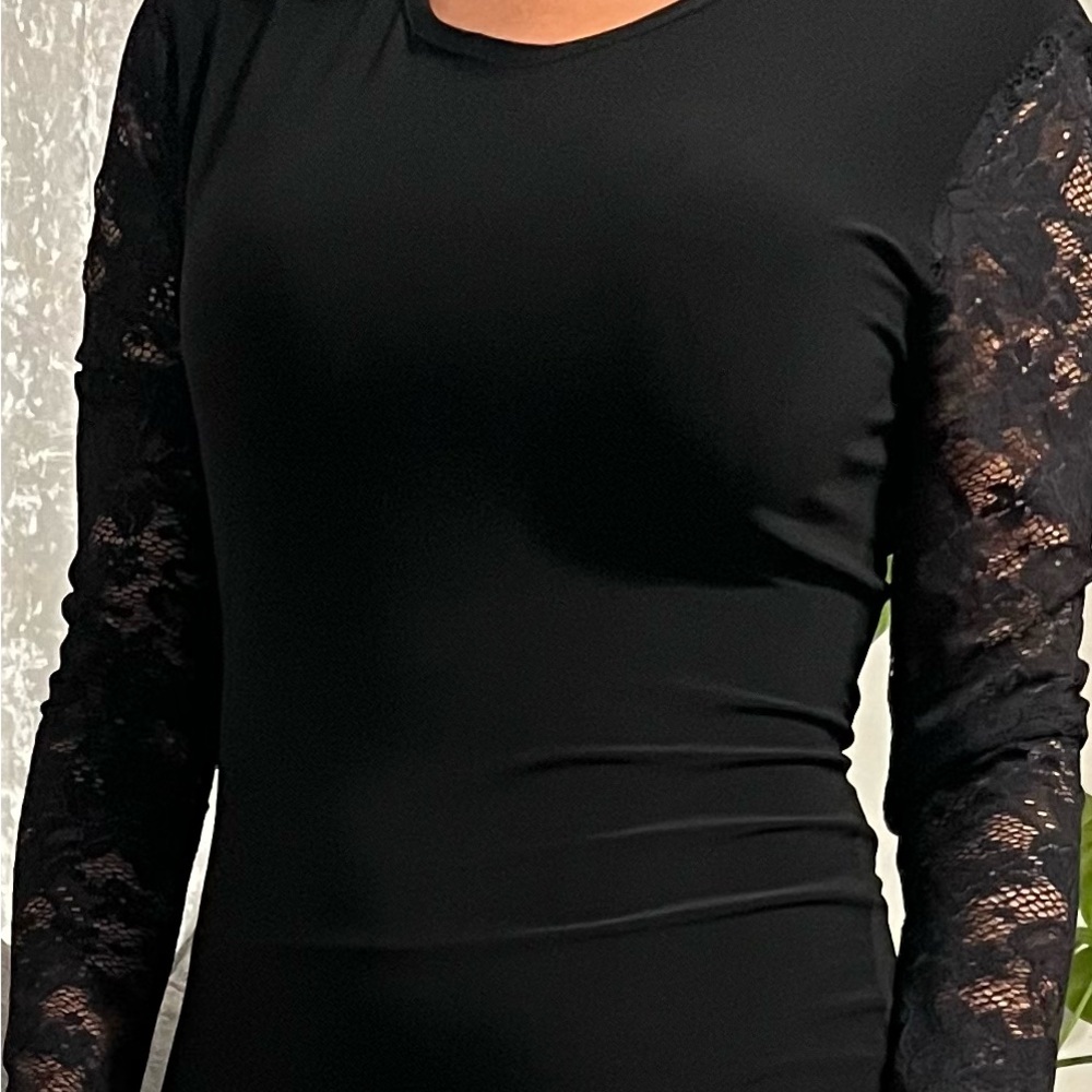 Elegant Black Lace Sleeve Top